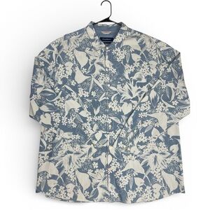 Tommy Bahama Denim Blue and White Floral button down Shirt size 3XL